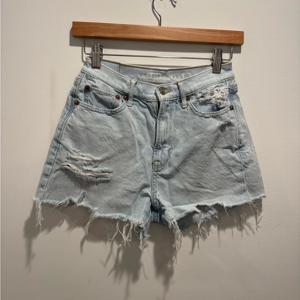 American Eagle High Rise Boyfriend Distressed Shorts - Picture 1 of 7